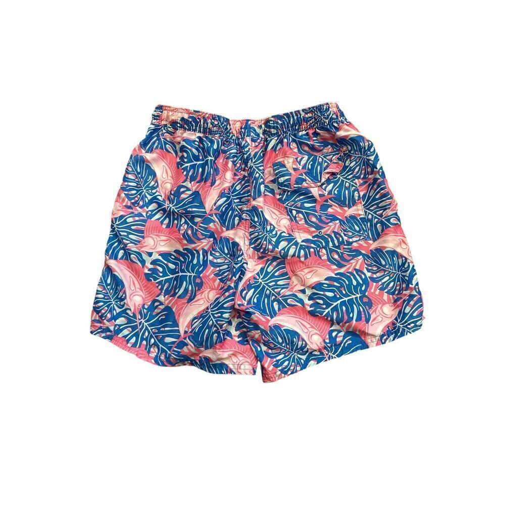 Men's Vineyard Vines Swim Trunks Pink Blue Palm Fronds Size Medium - Picture 2 of 4